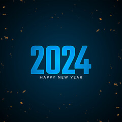 Happy new year 2024 shiny blue text celebration stylish background