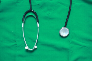 Top view of a doctor's uniform and stethoscope