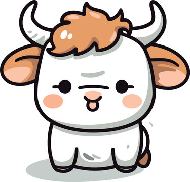 Cute cartoon cow vector illustration isolated on a white background