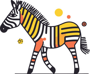 Zebra vector illustration zebra animal flat line art design