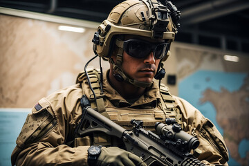 portrait of a soldier with helmet