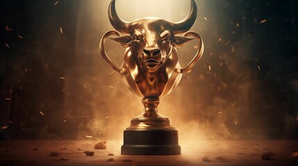 AI generated image of a golden bull trophy