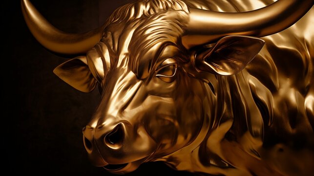 Ai generated image of a golden bull