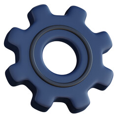 3d gear setting illustration with transparent background