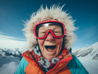 Fototapeta na wymiar senior person in ski clothing
