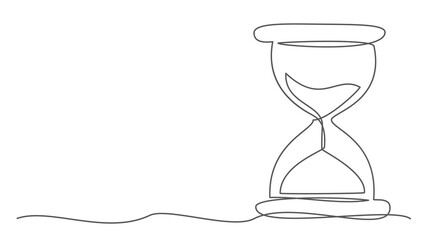 Hourglass background One line drawing on white background