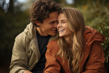 Obraz premium An attractive couple spend time together during city walking