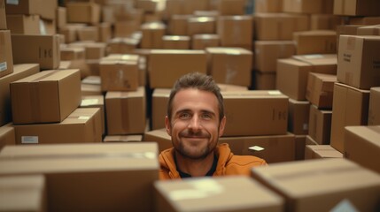 Delivery guy, transport and shipping or courier service. person or driver with cardboard boxes or package form,
 man for courier, logistics and shipping. 