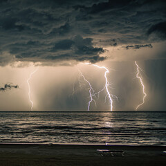 lightning over the sea