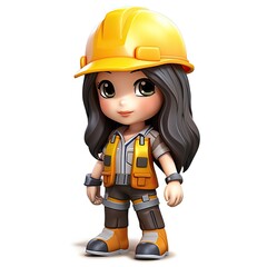 Construction Worker Hard Hat and Hi-Vis Vest