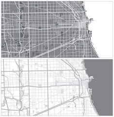 Layered editable vector illustration outline Map of Chicago,USA
