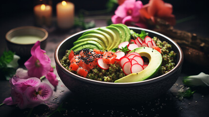 Healthy vegetarian lunch bowl