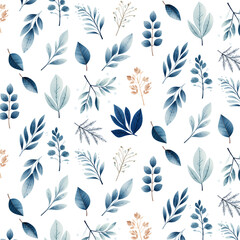 Set of winter botanicals - leaves, branches and flowers, pattern design for wrapping paper, scrapbooking, design elements 