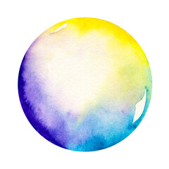 Hand drawn watercolor soap bubble isolated on a white background.