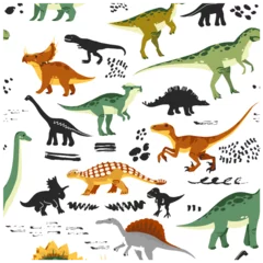 Rolgordijnen zonder boren Dinosaurussen abstract dino  pattern design ready for textile prints.