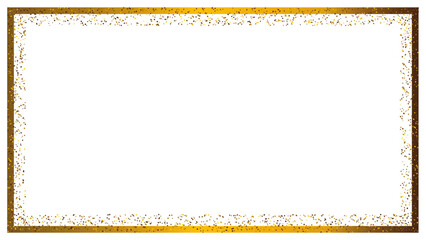 Rectangle gold glitter frame isolated on transparent background. Cut-Out border full hd scale ratio.