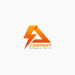 Initial Letter A Logo With Lighting Thunder Bolt, A Letter Electricity and Technology Logo, Power, Flash, Electric, Identity, Speed