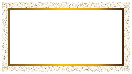 Rectangle gold glitter frame isolated on transparent background. Cut-Out border full hd scale ratio.