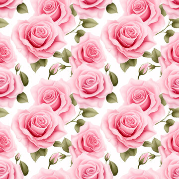 fresh pink roses seamless pattern background