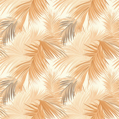 palm leaves in tan color seamless pattern background