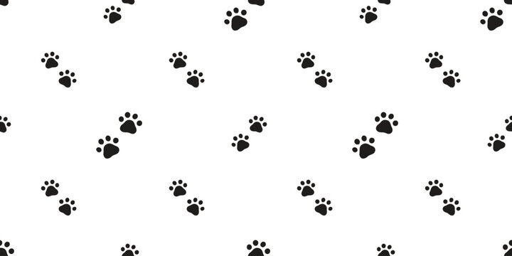 dog paw seamless pattern cat footprint pet french bulldog puppy kitten bear vector cartoon doodle gift wrapping paper tile background repeat wallpaper scarf isolated illustration design
