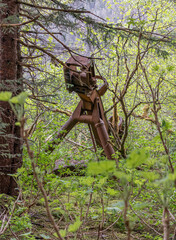 Abandoned Mining Machinery in woodland in William Henry Bay, Alaska, USA