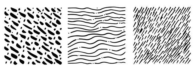 Small dash pattern Dotted lines texture. Black and white vector hatching doodle organic shapes. Short line dashes Brush hand drawn random strokes Fashion simple graphic retro print design Illustration