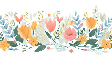 Fototapeta na wymiar Pastel Spring Floral Arrangement for Tranquil Easter Banner Design