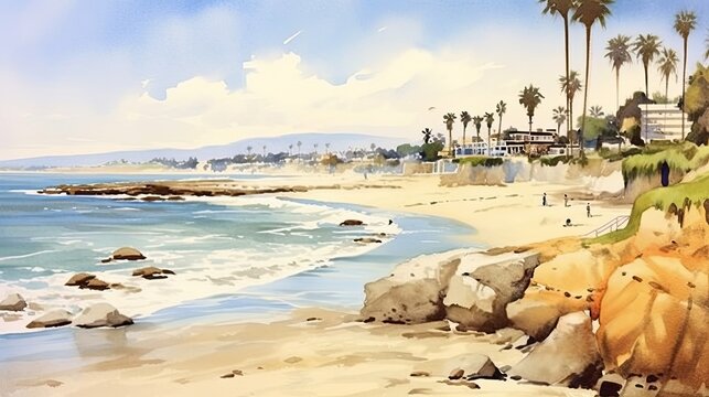 California beaches with white sand and powerful waves.