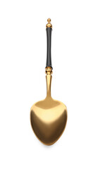 Elegant shiny golden spoon isolated on white