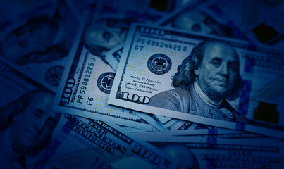 American dollars texture, concept of bank, taxes, income, successful business. 100 dollar bills on...