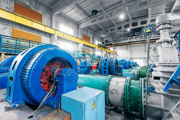 Vacuum circulation pump, Industrial background pumping power station with electric generators