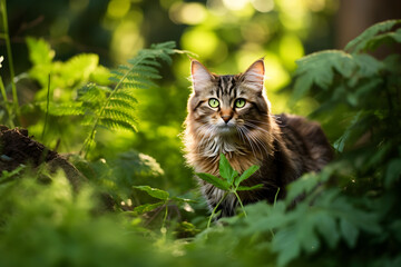 Naklejka na ściany i meble Cat in a forest