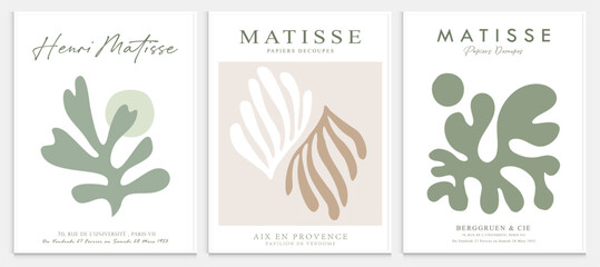 Contains Abstract Art Set in Matisse style, Decorative Modern Art, Vector illustration poster. Collection for trendy floral decoration.