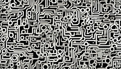 Hundreds of geometric forms and graphic shapes lying next to each other in black and white - Ai generated