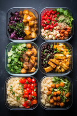 Balanced Meal Choices: Healthy Lunch Bowls with Vegan and Chicken High-Protein Options