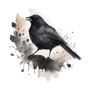 watercolour black bird