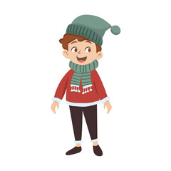 cartoon man with Christmas winter seasonal colorful ornaments icon. Winter event. Chrismas decorations. Happy new year. doodle elements.