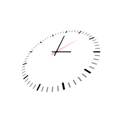 Perspective view of circle clock, transparent background.