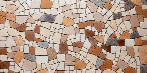 Mosaic Texture With Ocher And Brown Elements Created Using Artificial Intelligence