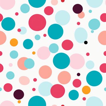 Colorful polka dots seamless pattern on white 3 background