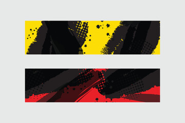 Yellow and red abstract grunge horizontal banner cover