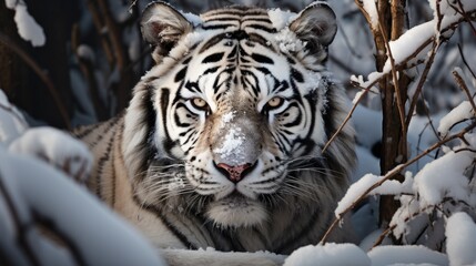 Fototapeta na wymiar Majestic Panthera Tigris Altaica in Habitat