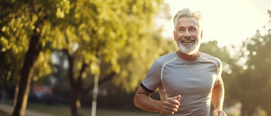 Vitality Through Movement: Senior Man Running, Embracing a Healthy Lifestyle for Longevity