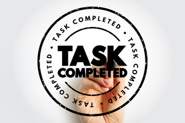 Task Completed text stamp, concept background