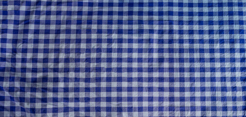 Checkered pattern tablecloth, fabric, cotton, Blue checkered pattern tablecloth, background
