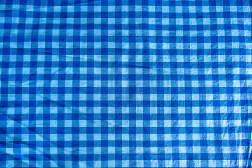 Checkered pattern tablecloth, fabric, cotton, Blue checkered pattern tablecloth, background