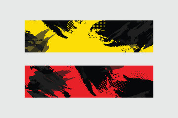 Yellow and red abstract grunge horizontal banner template
