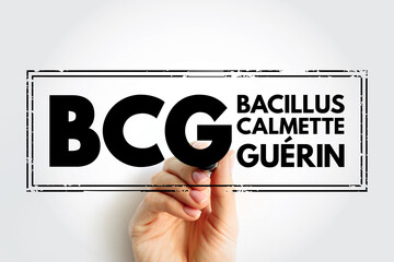 BCG Bacillus Calmette-Guerin - vaccine provides immunity or protection against tuberculosis, acronym text concept stamp - obrazy, fototapety, plakaty