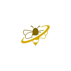 Bee circle logo icon isolated on transparent background